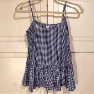 Gingham peplum tank top